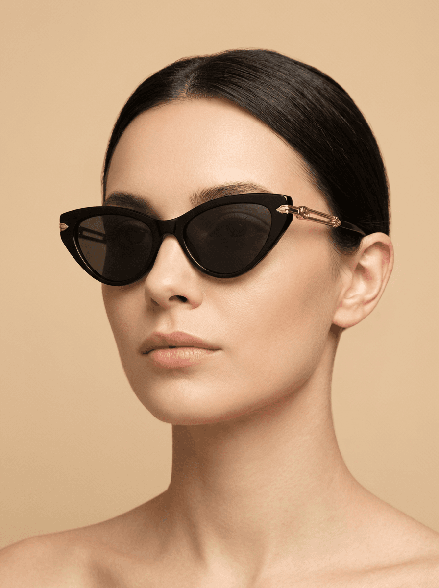 Очки солнцезащитные cat-eye чёрные
