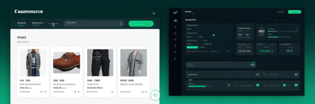 QCO platform interface showing modern e-commerce dashboard and storefront